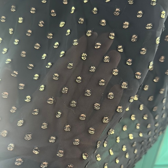 J Crew Black Sleeveless Blouse with Gold Dots - Picture 6 of 7